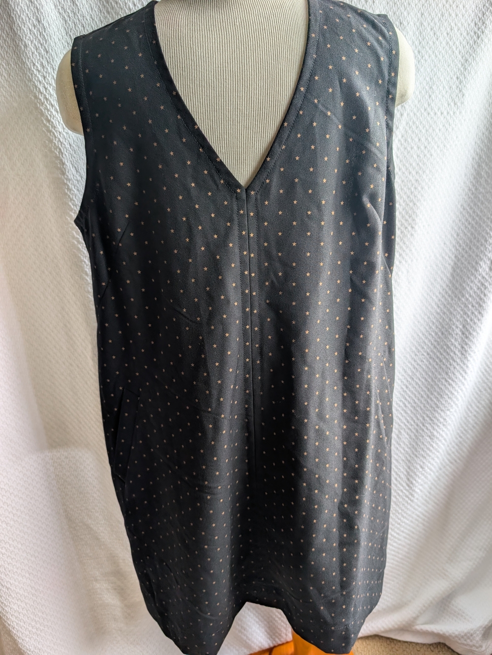 GAP Women's Black Star Print Sleeveless V-Neck Dress Sz L